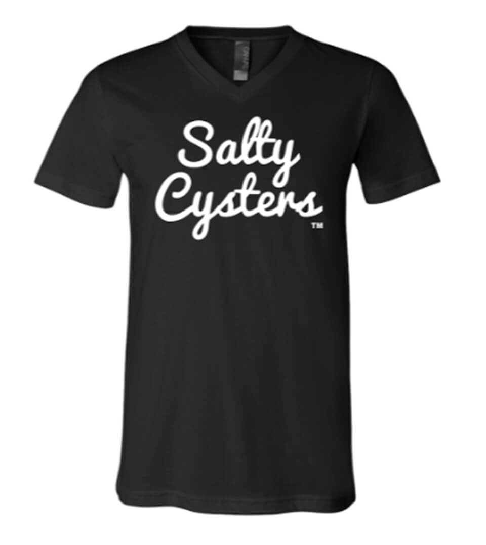 Salty Cysters™  Black V-Neck T-Shirt